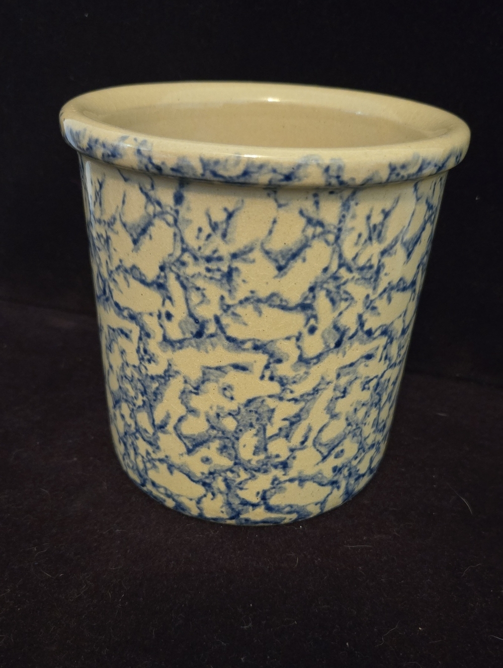 Robinson-Ransbottom Blue and Cream Marbleware Utensil Crock